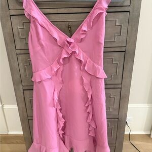 Pink Ruffled Sleeveless Dress
